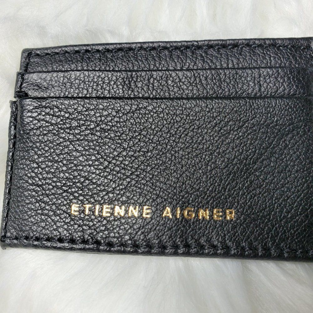 Etienne Aigner Black Leather Clutch and Card Holder NWOT - Picture 4 of 13